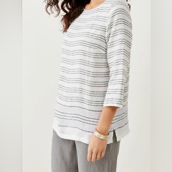 J. Jill Linen Striped Top, Medium - Picture 2 of 10